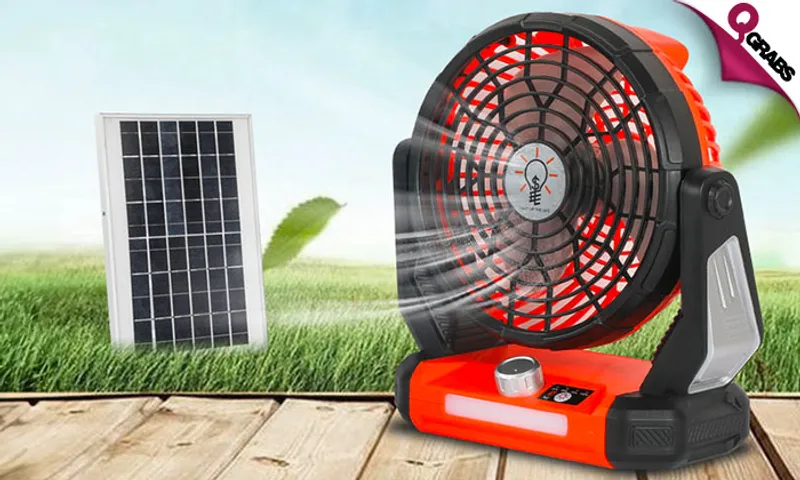 Adjustable Solar Fan with Built-In Power Bank + Remote!